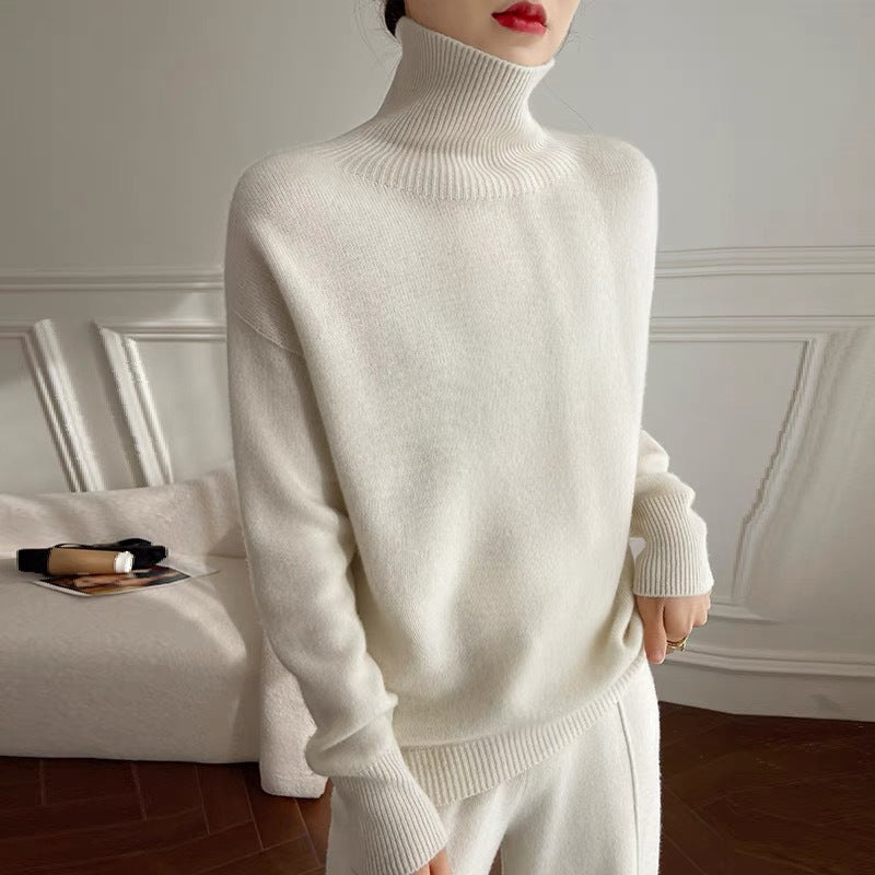 Women's Brushed Roll Neck Sweater in Off White