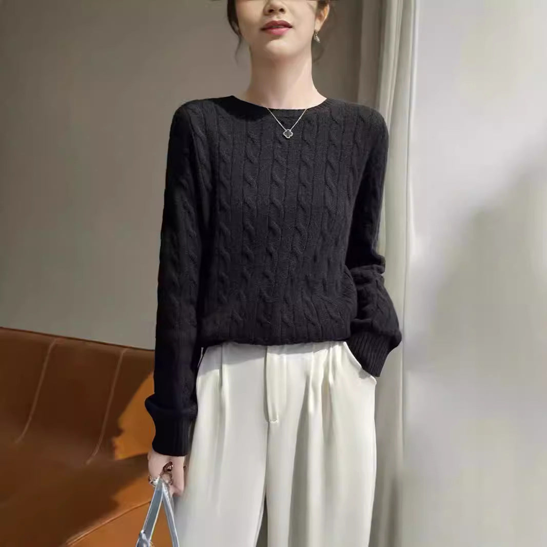 Women's Cable Knit Crew Neck Sweater
