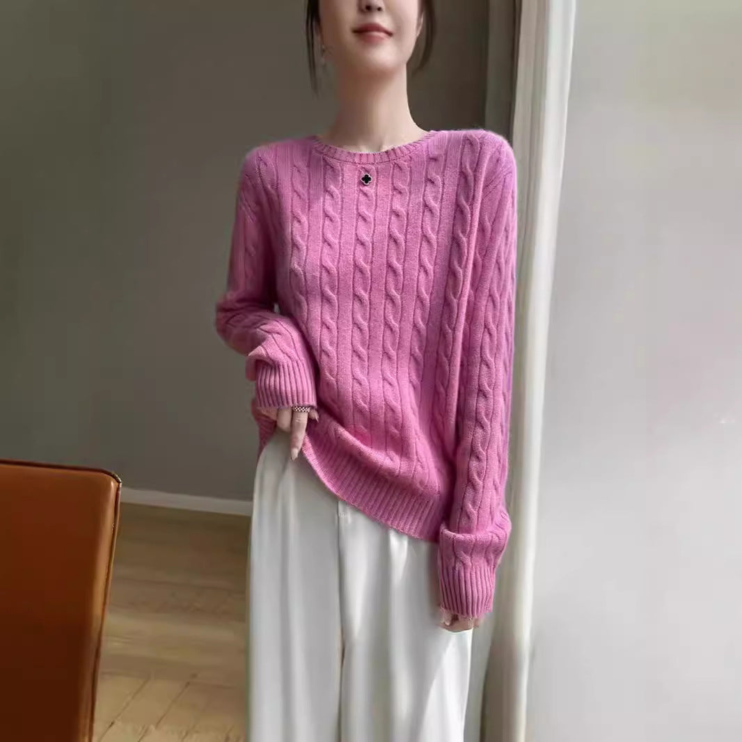 Women's Cable Knit Crew Neck Sweater