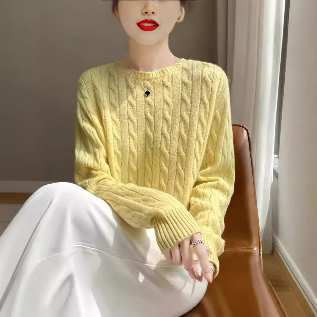 Women's Cable Knit Crew Neck Sweater