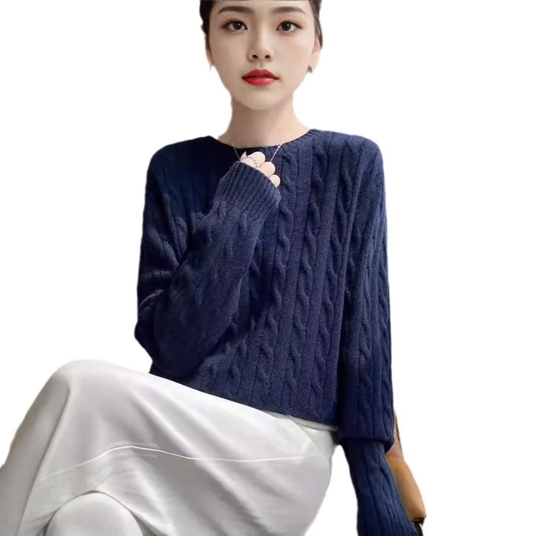 Women's Cable Knit Crew Neck Sweater