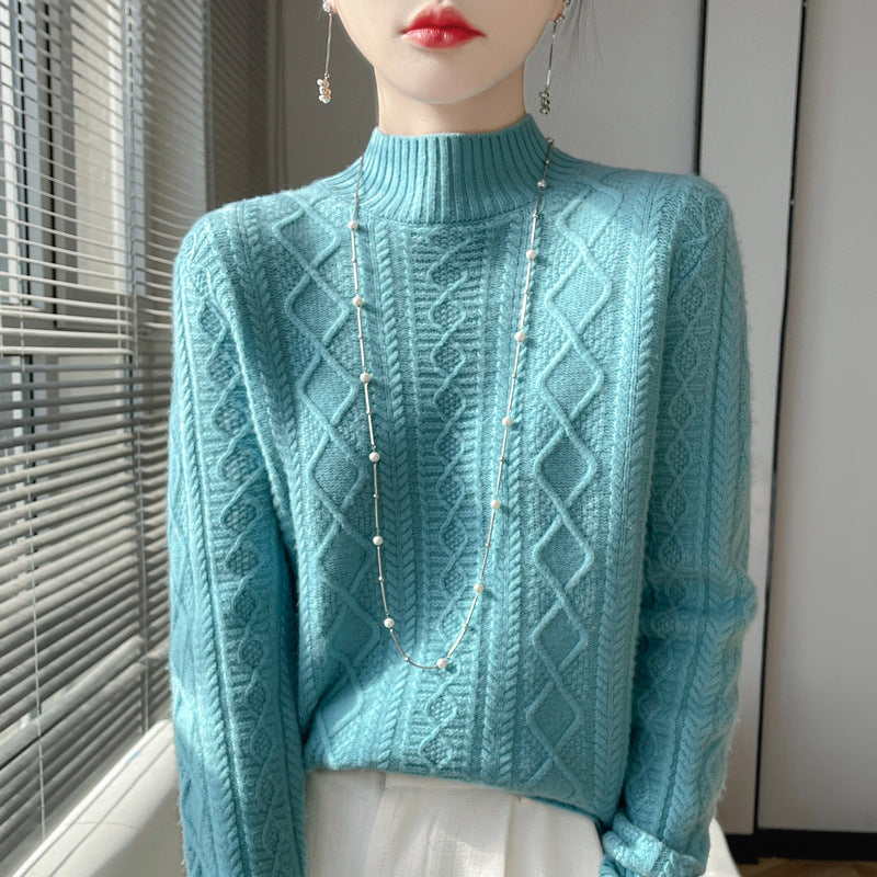 Women's Cable Knit Mock Neck Sweater