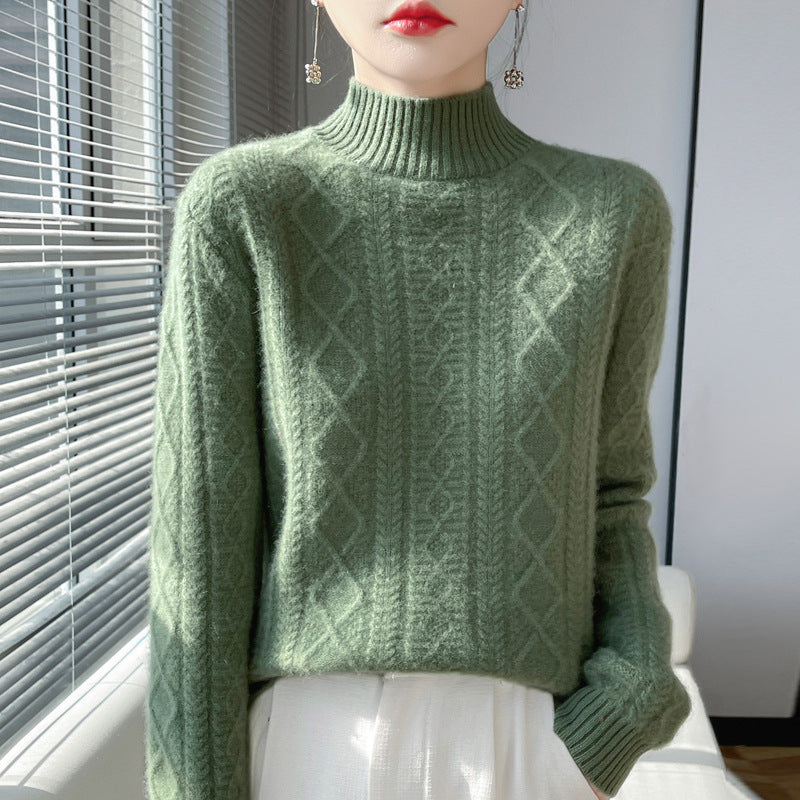 Women's Cable Knit Mock Neck Sweater