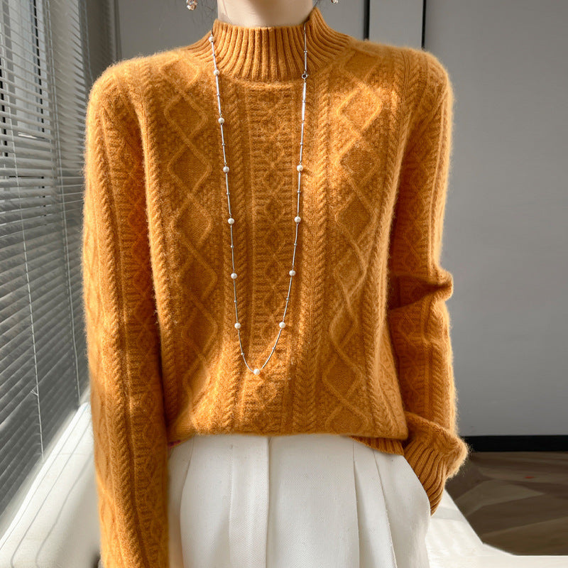 Women's Cable Knit Mock Neck Sweater