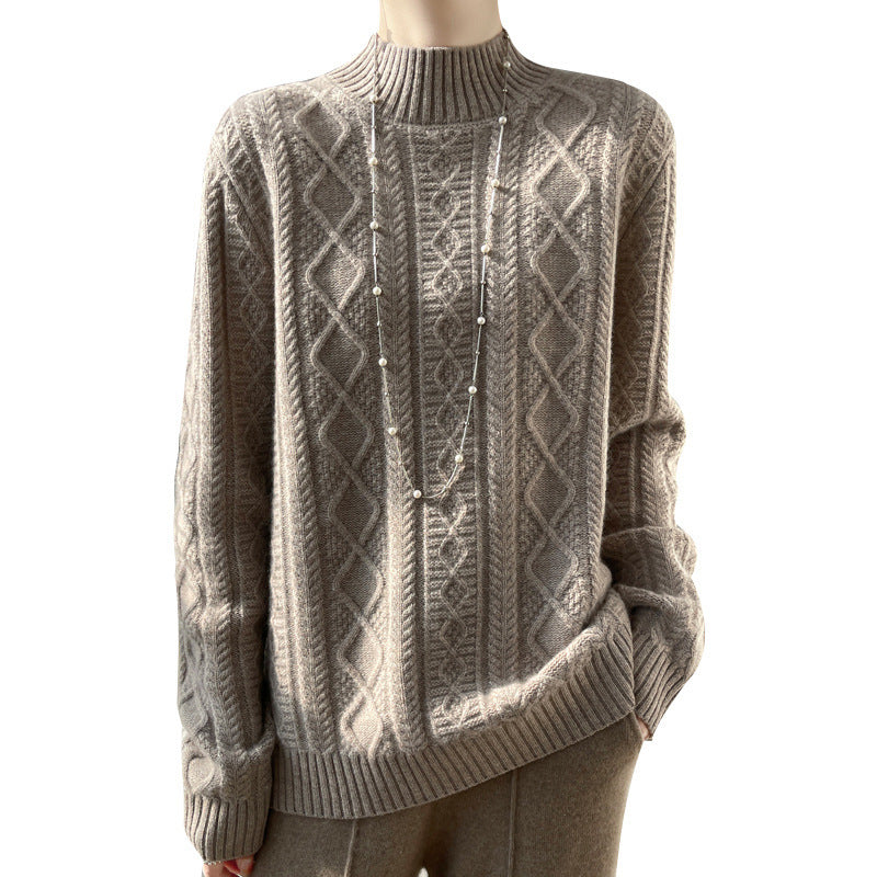 Women's Cable Knit Mock Neck Sweater