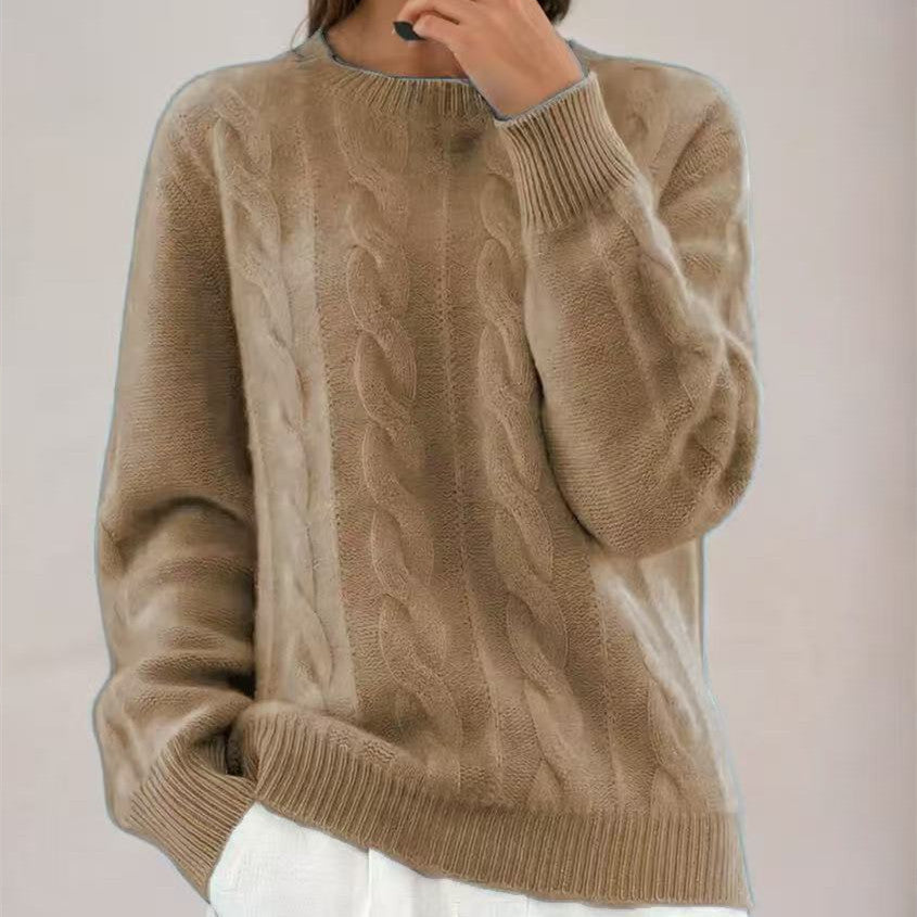 Women's Cable Knit Relaxed Sweater in Camel