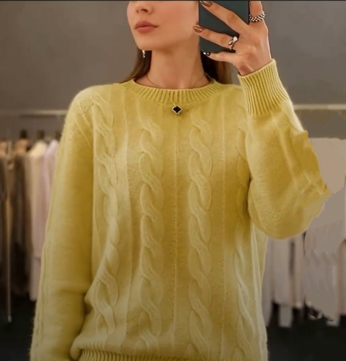 Women's Cable Knit Relaxed Sweater in Mustard