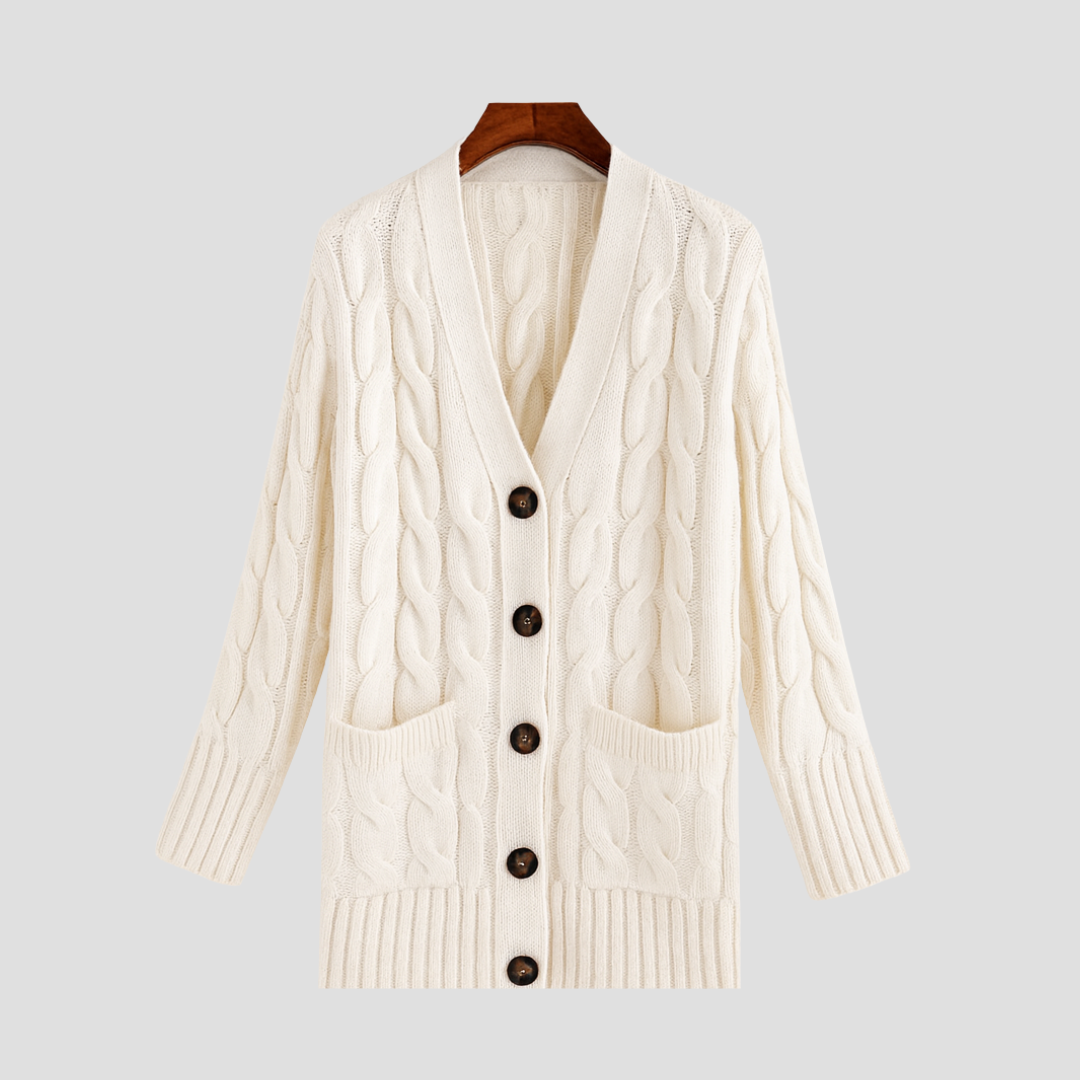 Women's Cable Knit V-Neck Cardigan