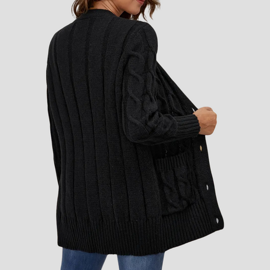 Women's Cable Knit V-Neck Cardigan