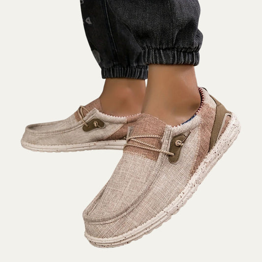 Women's Canvas Slip On Loafers in Beige
