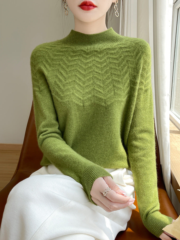 Women's Chevron Pointelle Knit Sweater