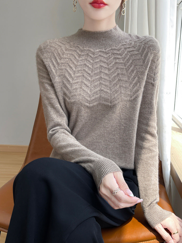 Women's Chevron Pointelle Knit Sweater