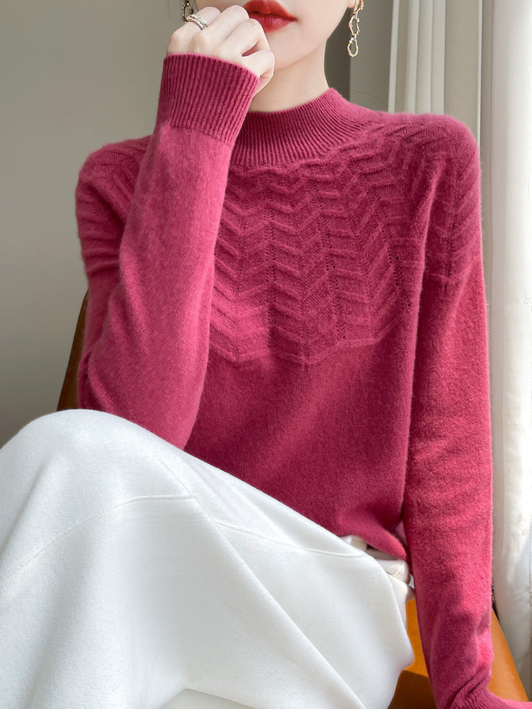 Women's Chevron Pointelle Knit Sweater