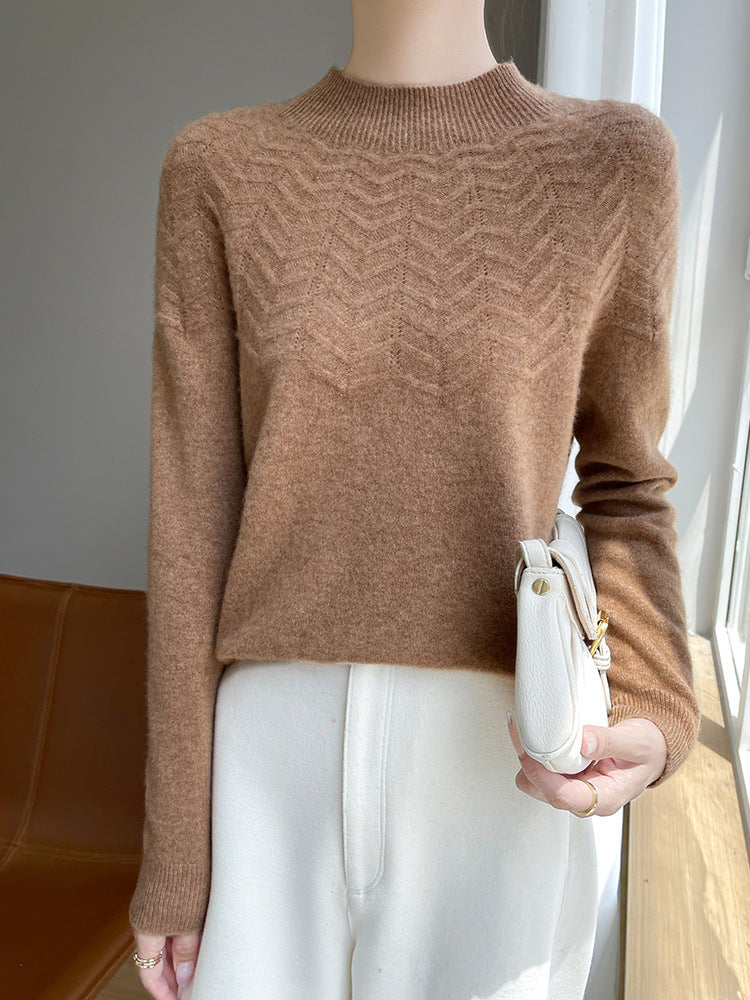 Women's Chevron Pointelle Knit Sweater