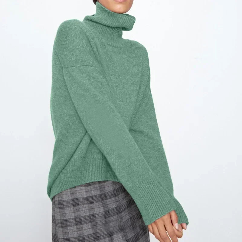 Women's Chunky Turtleneck Sweater in Sage Green