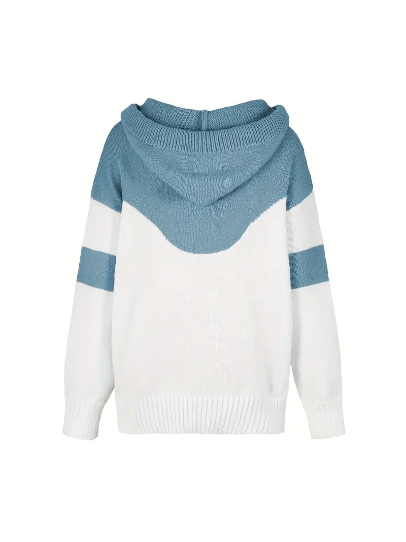 Women's Colour Block Knit Hoodie