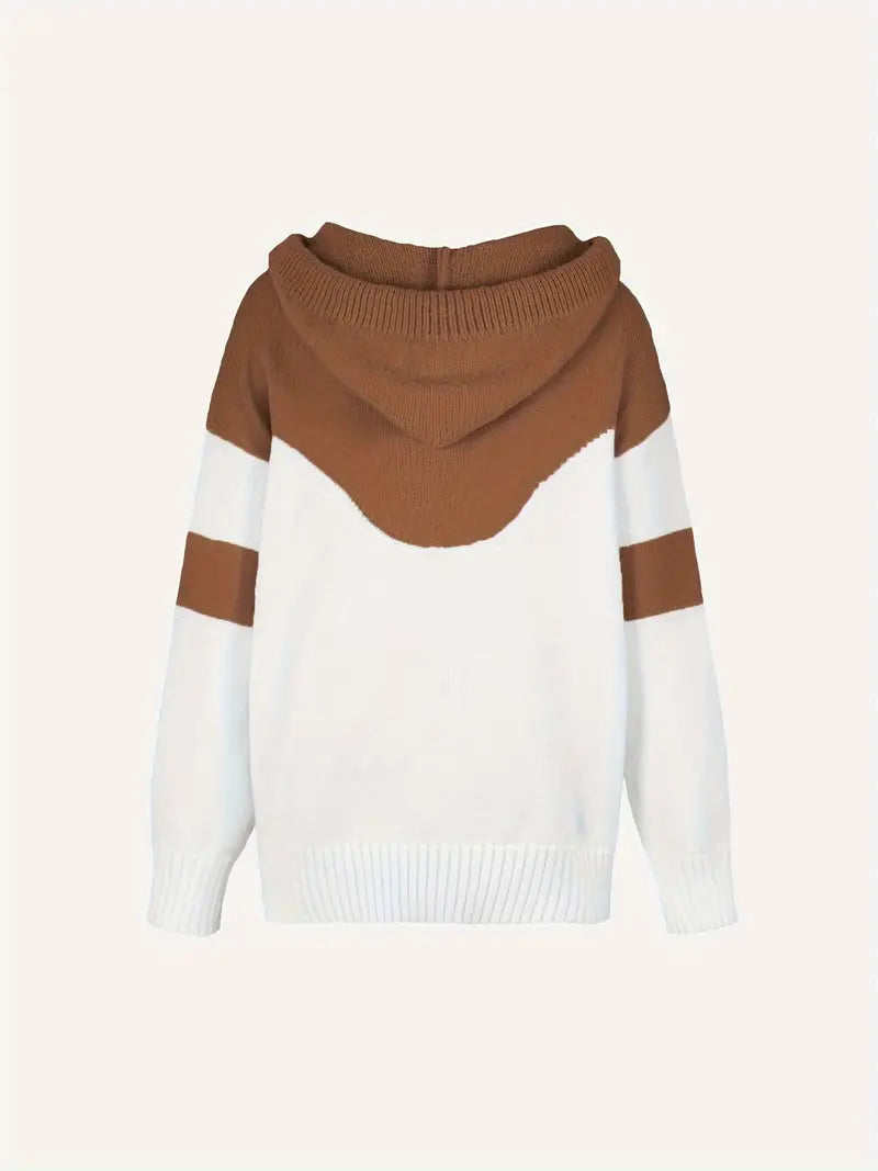 Women's Colour Block Knit Hoodie