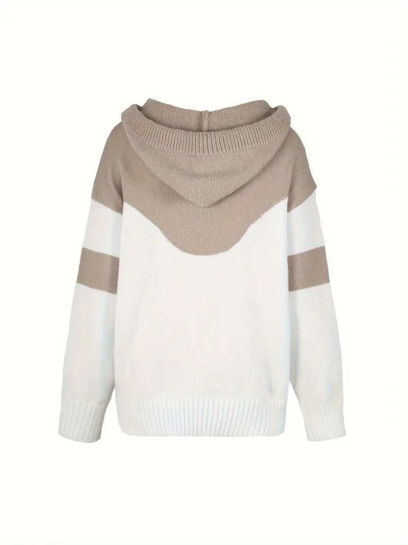 Women's Colour Block Knit Hoodie