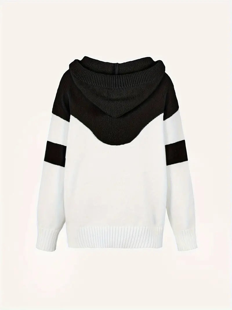 Women's Colour Block Knit Hoodie
