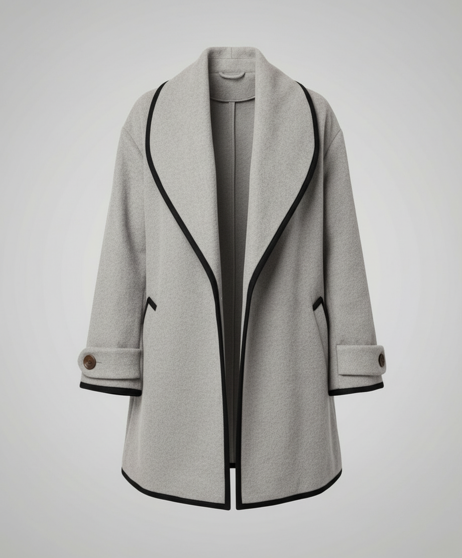 Women's Contrast Trim Winter Jacket in Light Grey