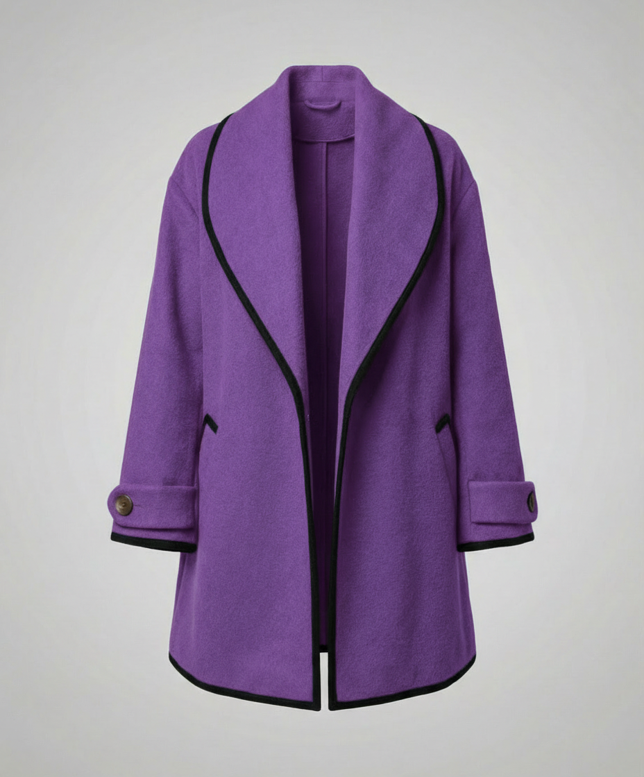 Women's Contrast Trim Winter Jacket in Purple