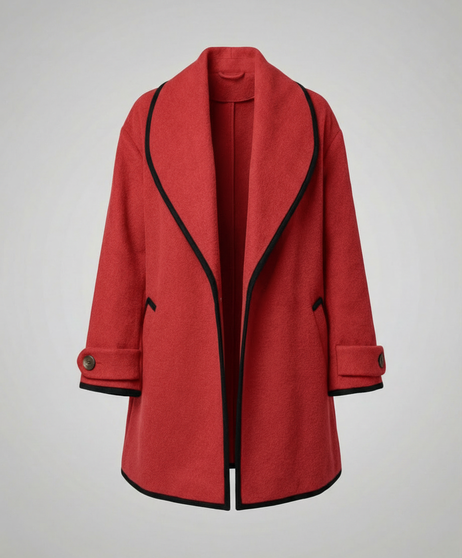 Women's Contrast Trim Winter Jacket in Red