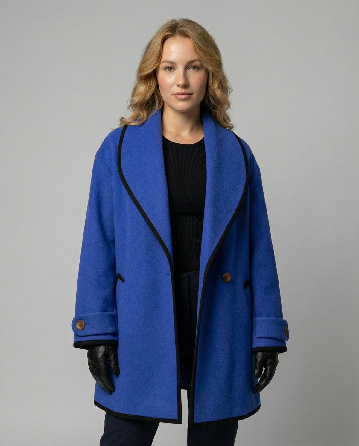 Women's Contrast Trim Winter Jacket in Royal Blue