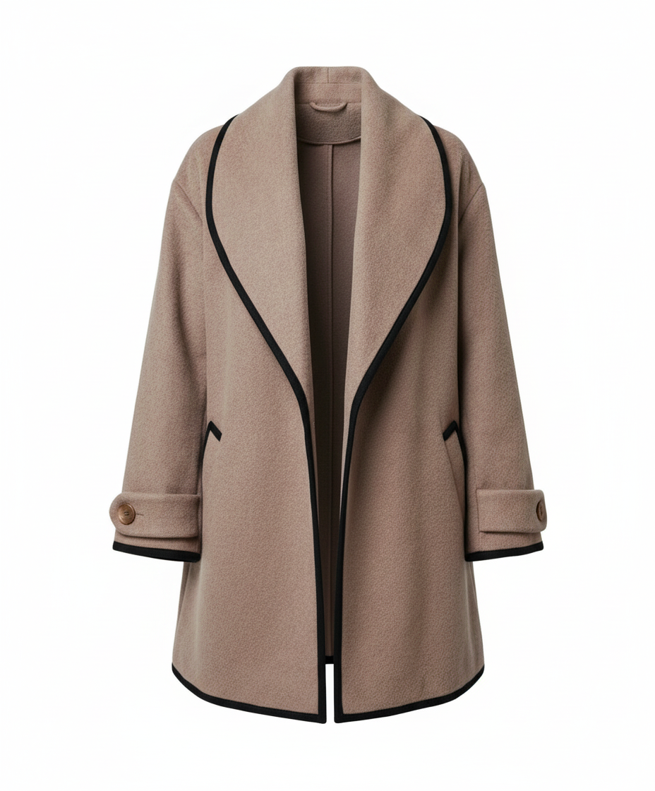 Women's Contrast Trim Winter Jacket in Taupe