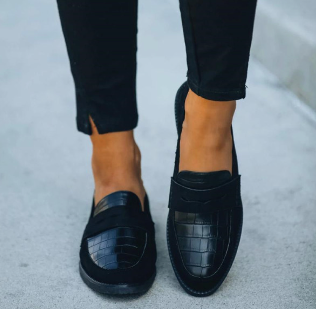 Women's Croc Effect Penny Loafers