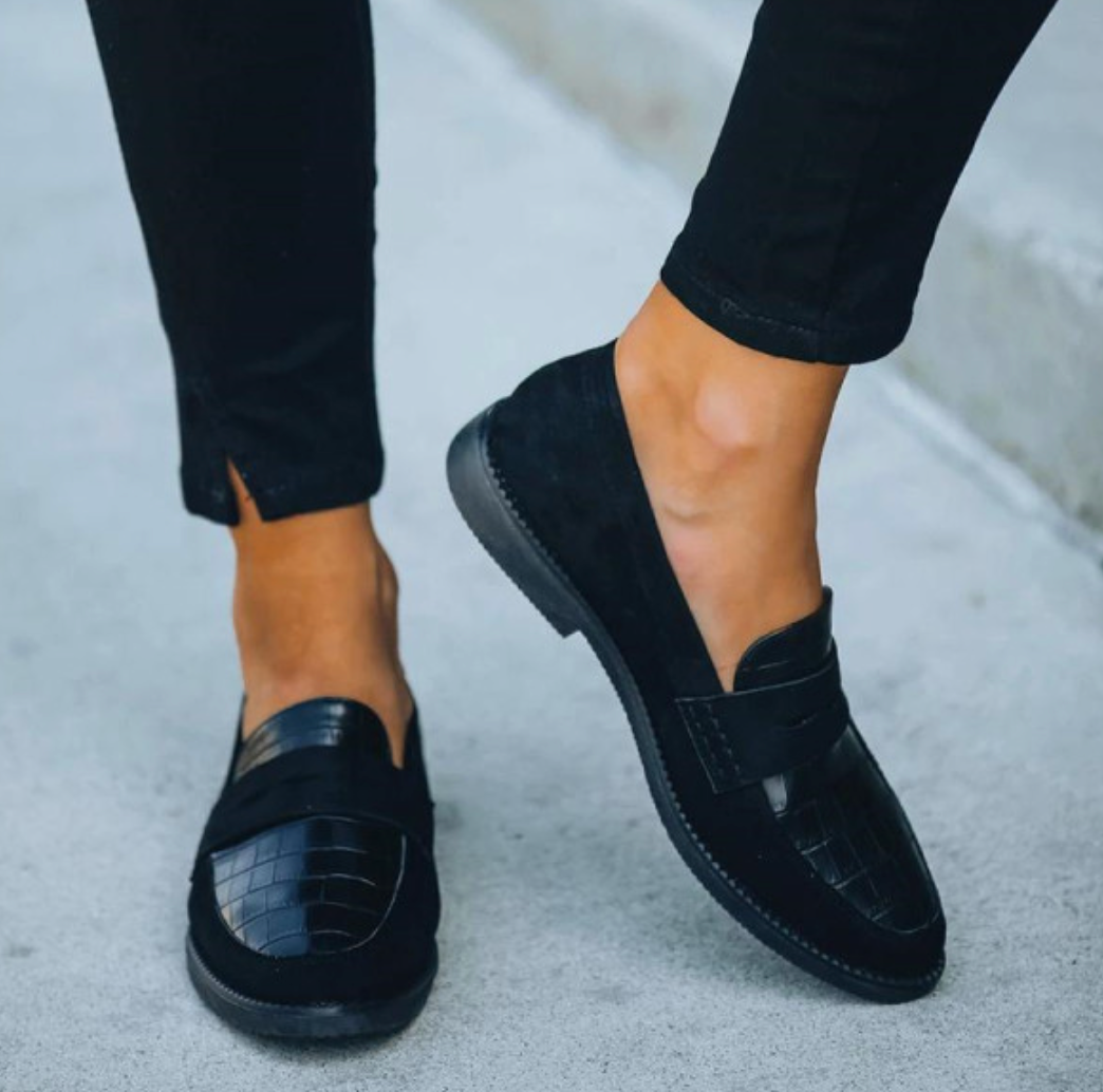 Women's Croc Effect Penny Loafers