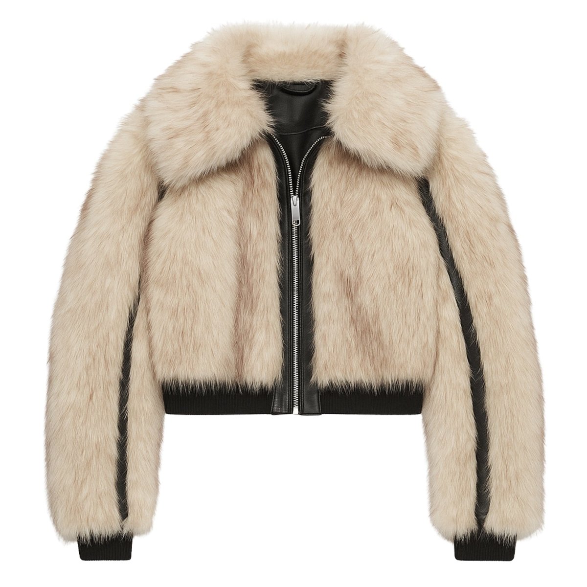 Women's Cropped Faux Fur Bomber Jacket
