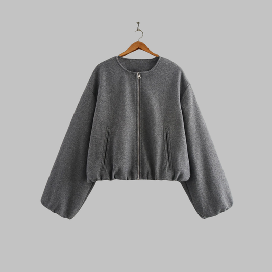 Women's Cropped Zip Jacket in Grey
