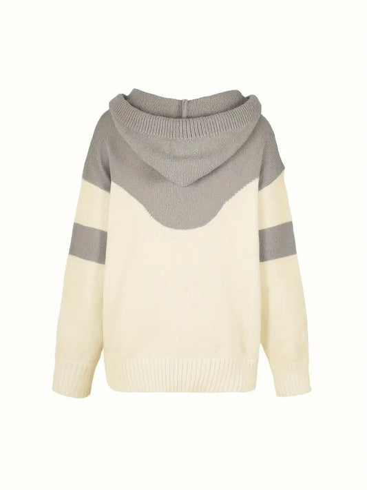 Women's Dual Tone Cowl Neck Knit Hoodie