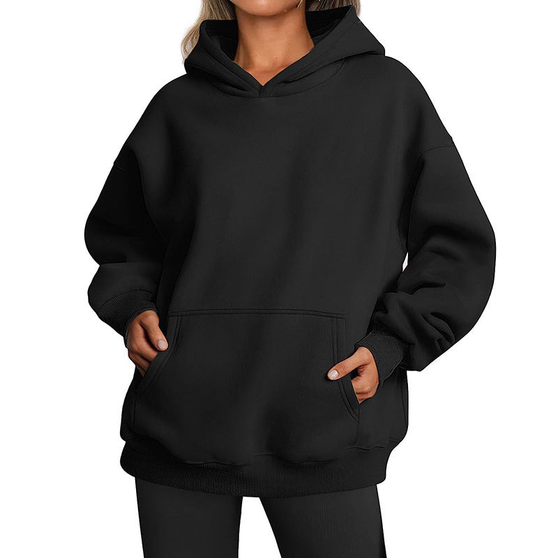 Women's Extended Hem Hoodie in Black