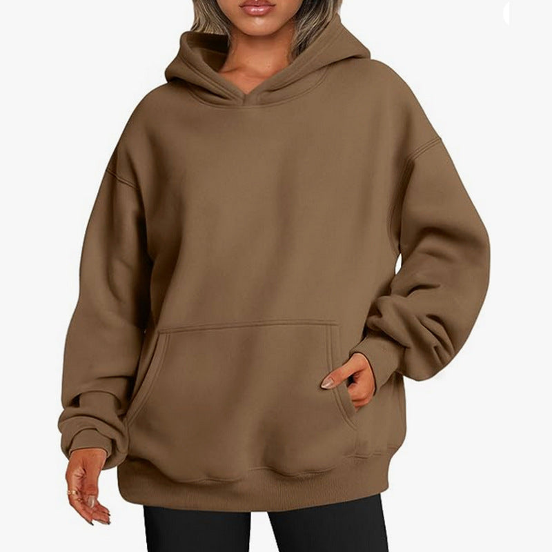 Women's Extended Hem Hoodie in Camel