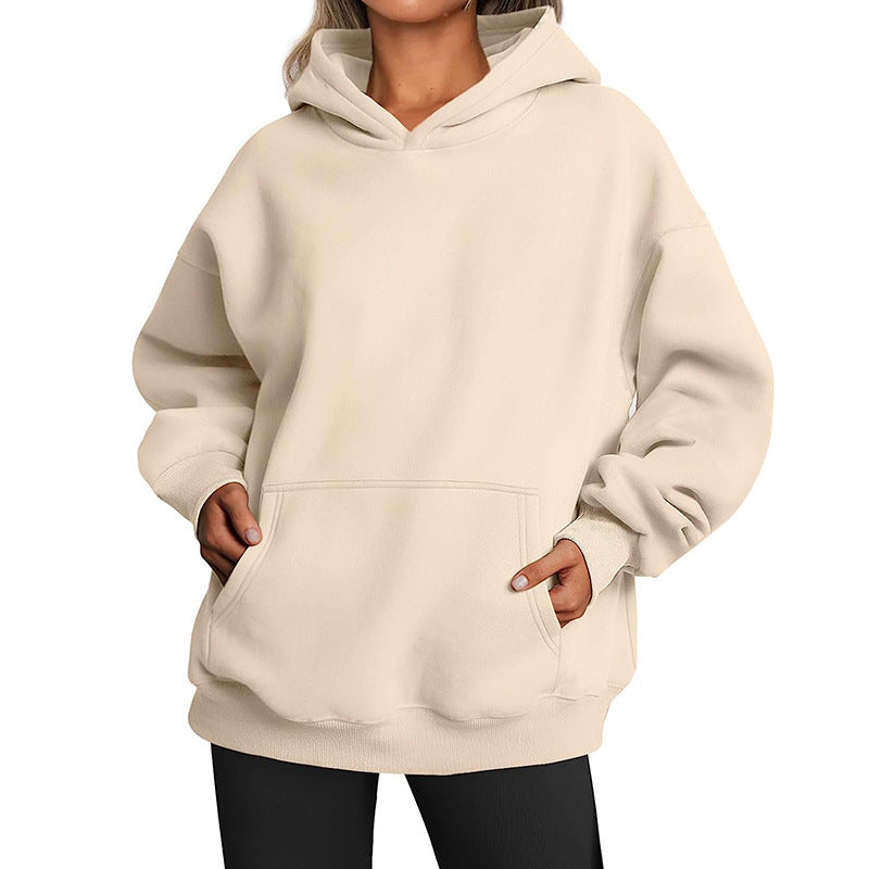 Women's Extended Hem Hoodie in Cream