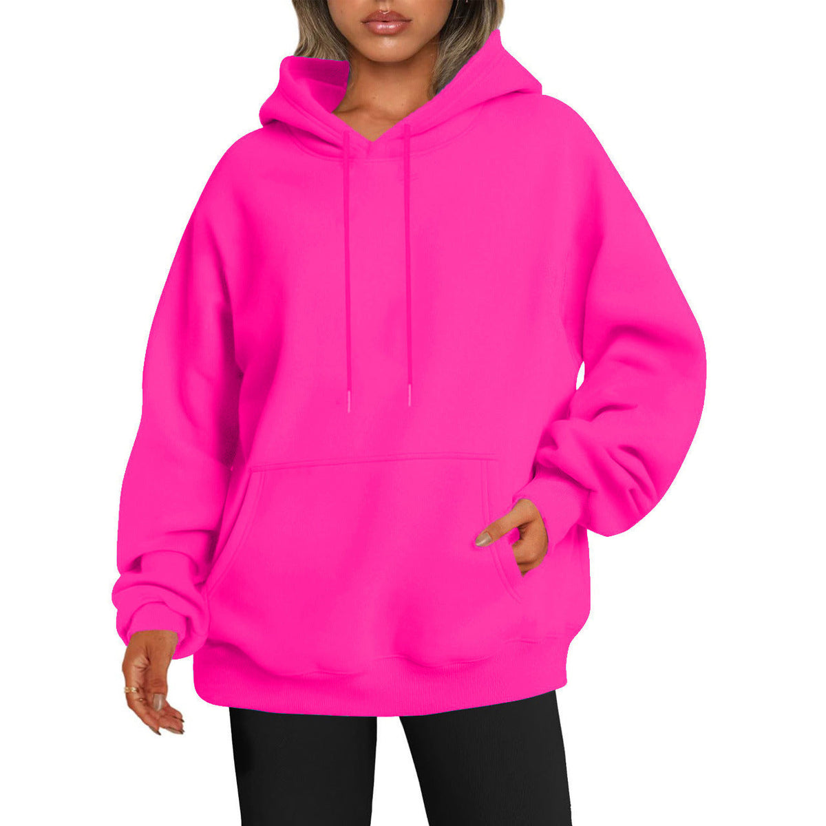 Women's Extended Hem Hoodie in Fuchsia