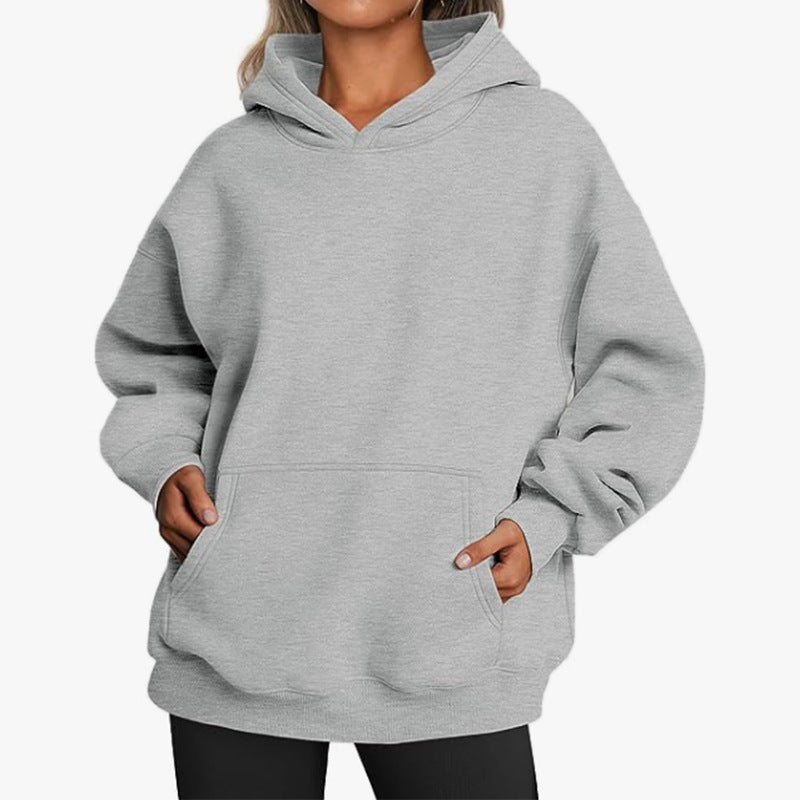 Women's Extended Hem Hoodie in Light Grey