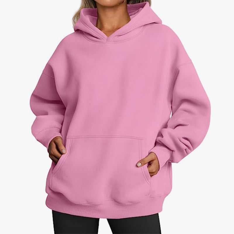 Women's Extended Hem Hoodie in Rose Pink