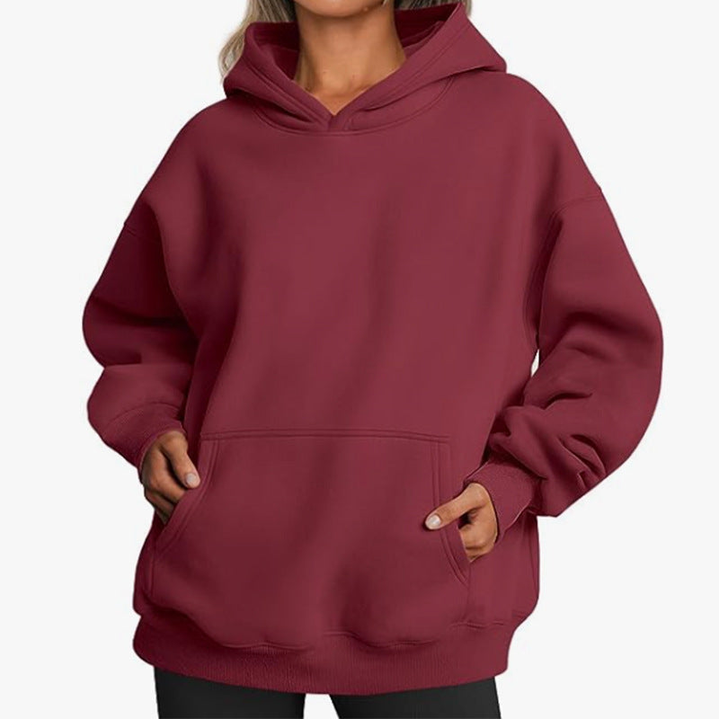 Women's Extended Hem Hoodie in Wine Red