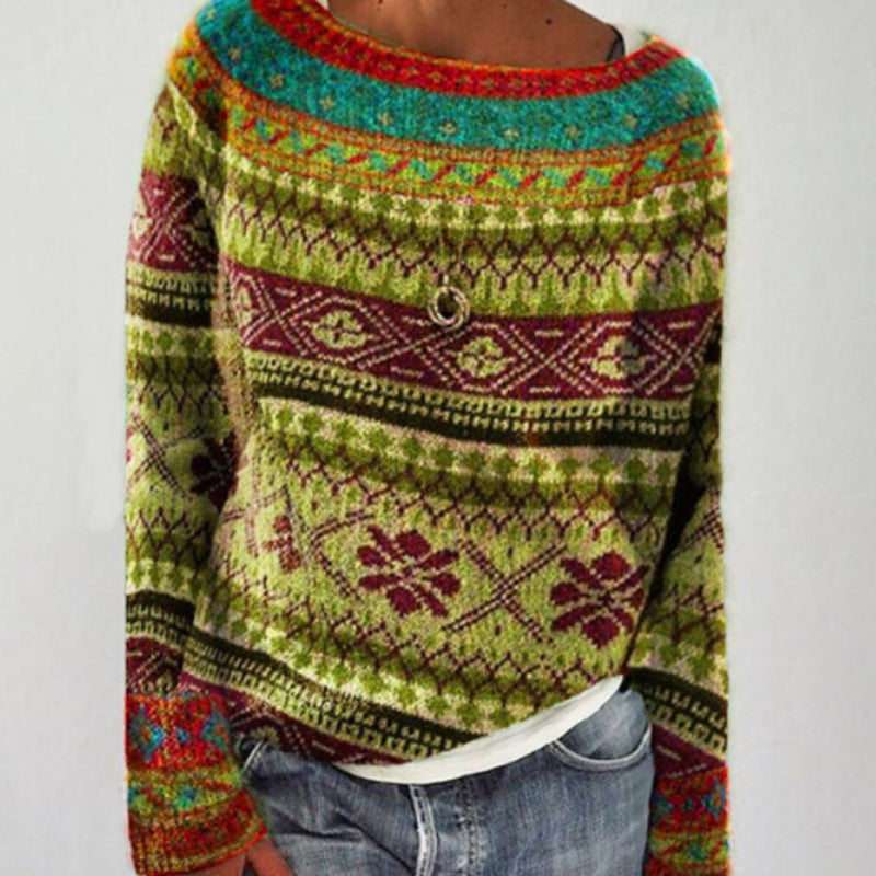 Women's Fair Isle Knit Sweater in Rainbow