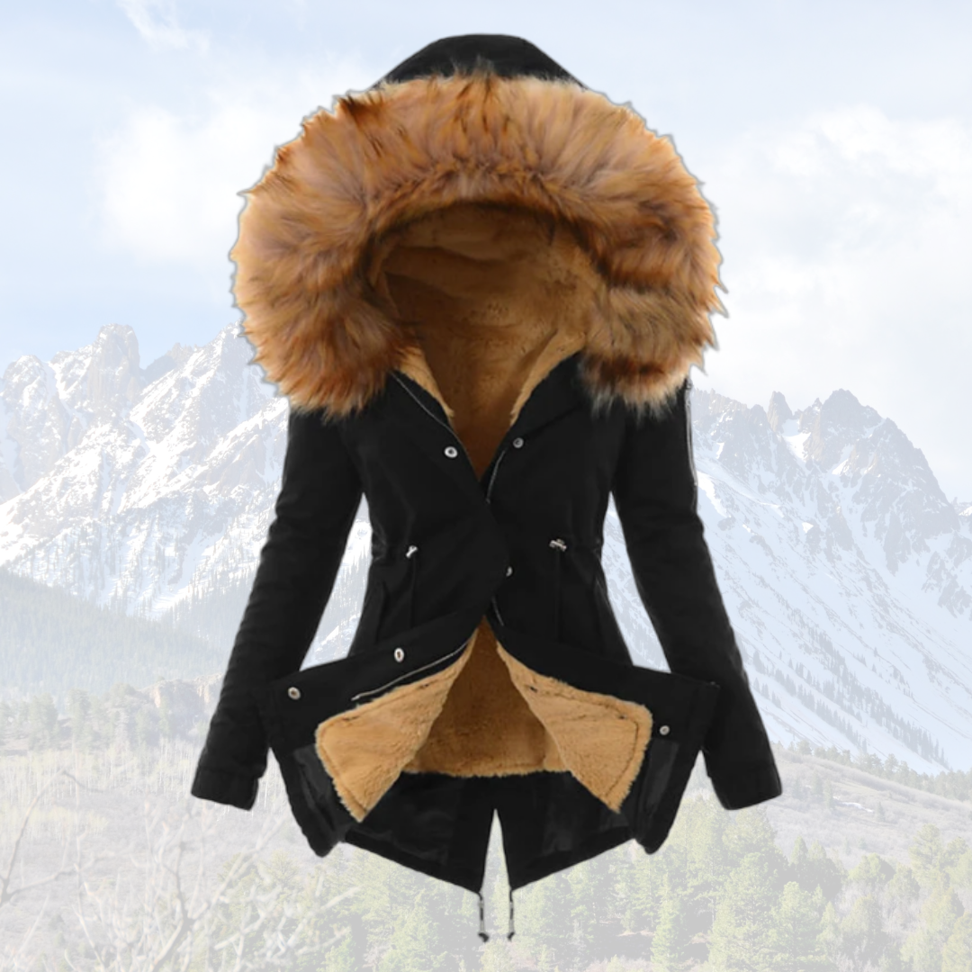 Women's Faux Fur Hooded Winter Coat in Brown