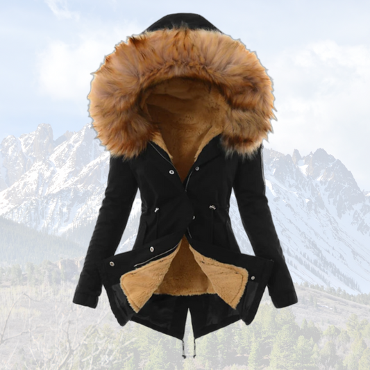 Women's Faux Fur Hooded Winter Coat in Brown