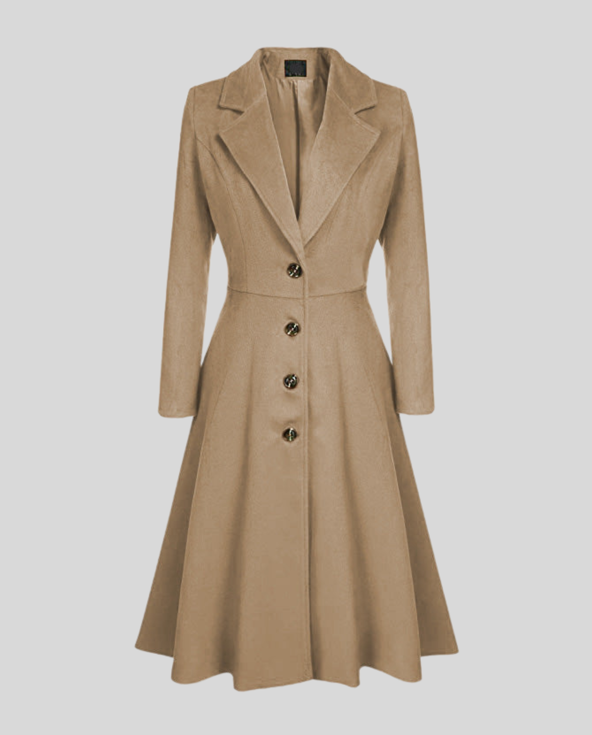 Women's Fit And Flare Coat in Beige