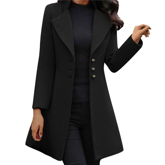 Women's Fitted Tailored Coat in Black