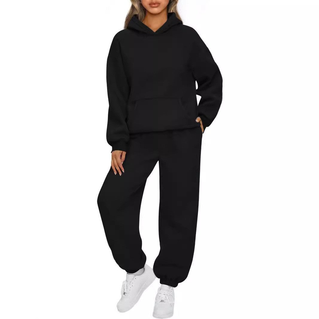 Women's Fleece Hoodie & Jogger Set in Black