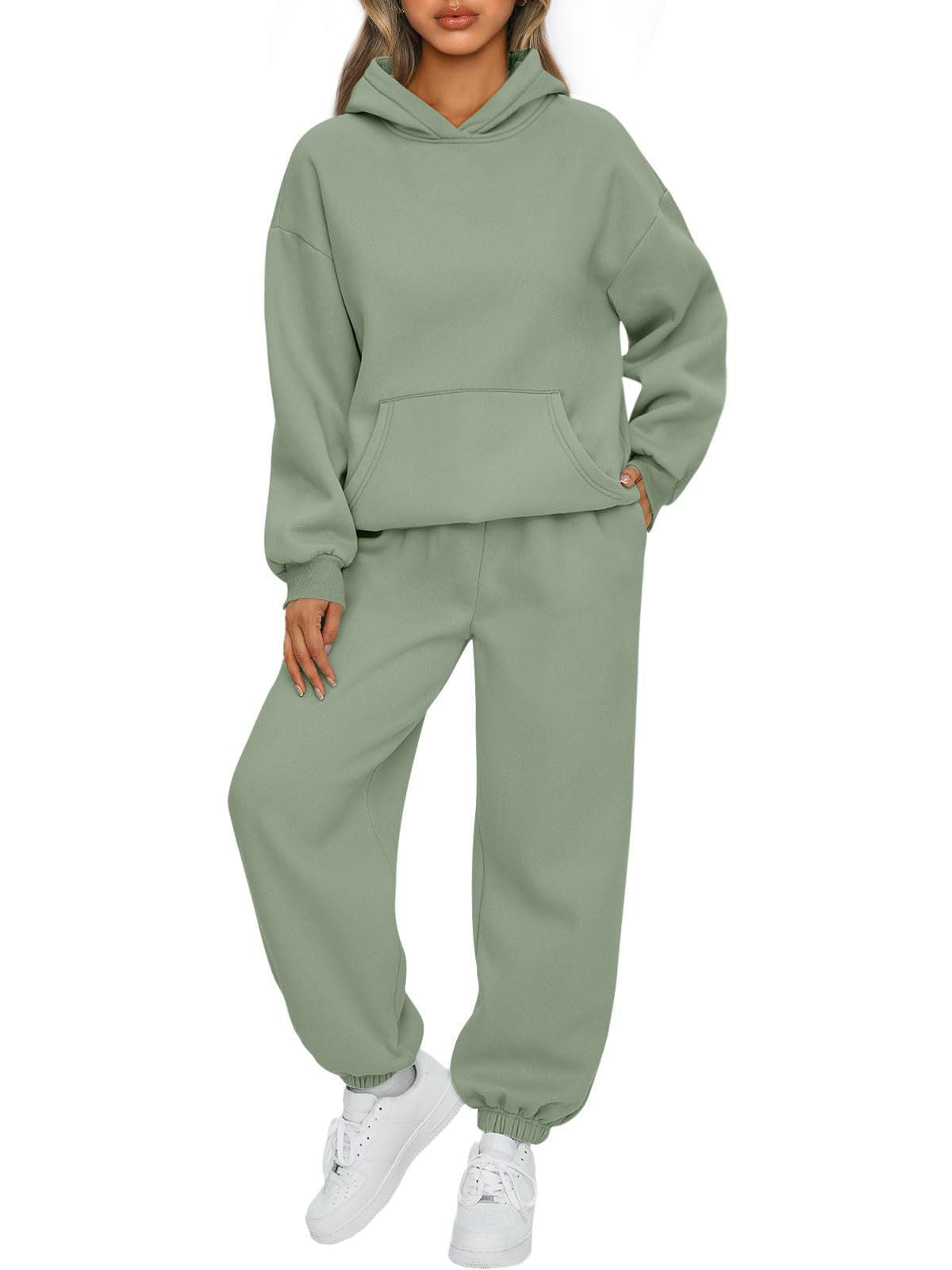 Women's Fleece Hoodie & Jogger Set in Green