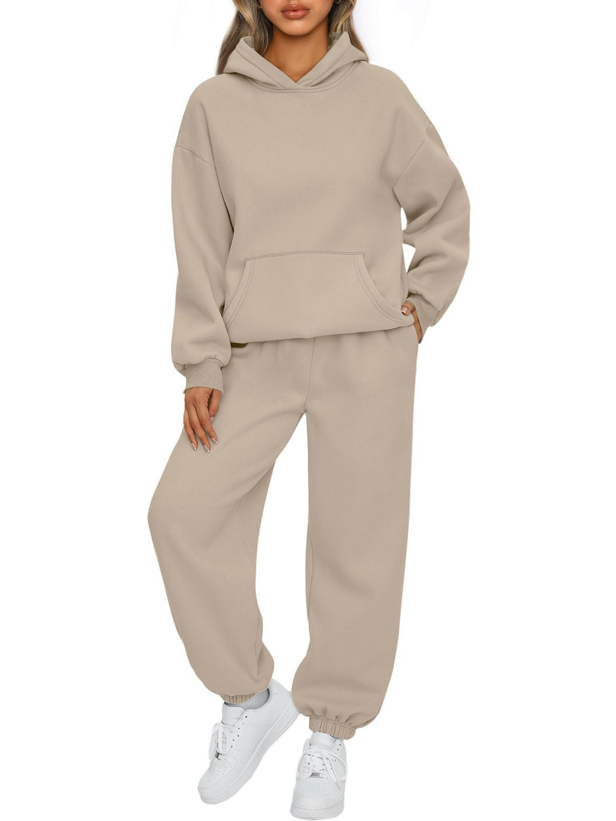 Women's Fleece Hoodie & Jogger Set in Khaki