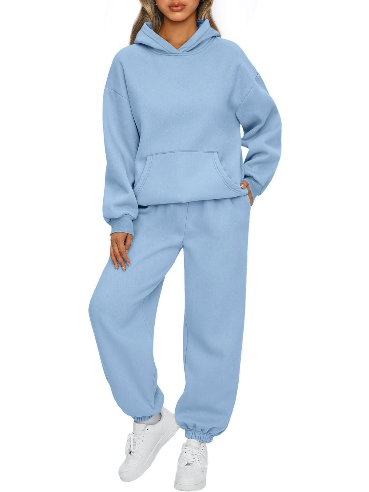 Women's Fleece Hoodie & Jogger Set in Light Blue