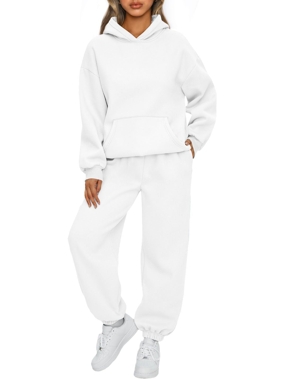 Women's Fleece Hoodie & Jogger Set in White